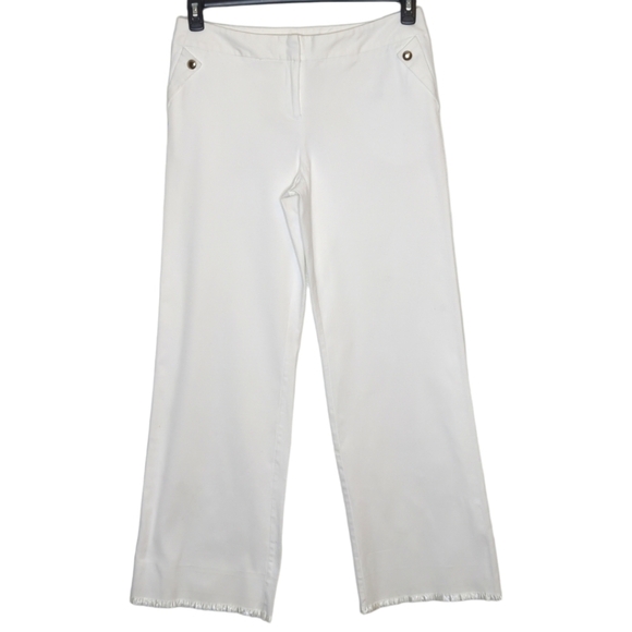 Worthington Women's Petite Stretch White with Satin Hem Trousers Size 14P - Picture 1 of 12
